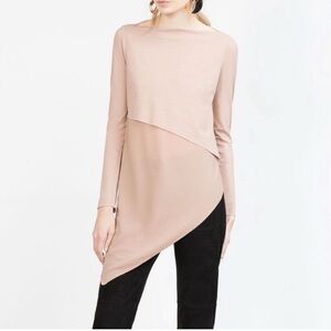 Zara Women’s Neutral Beige Long Sleeve Asymmetrical Long Sleeve Blouse Top Small